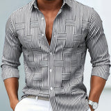 Emerson | Camisa de homem a rayas vintage de manga longa