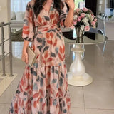 CLAUDIA | Vestido longo floral com caimento confortável para dias elegantes
