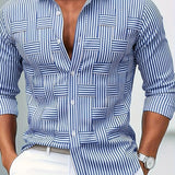 Emerson | Camisa de homem a rayas vintage de manga longa