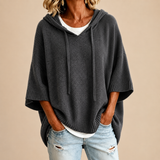 Oriana | Poncho de malha com capuz e manga três quartos para Mulher