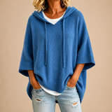 Oriana | Poncho de malha com capuz e manga três quartos para Mulher