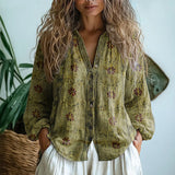 Ambre™ I Blusa com estampa de folhas vintage