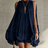 Camilla | Mini vestido de chiffon com decote americano e saia balloon para Mulher