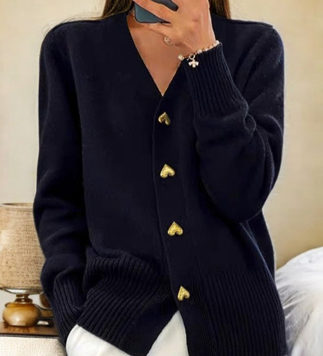 Adele - Cardigan elegante com botões de coração para Mulher