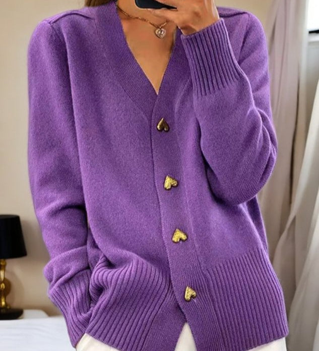 Adele - Cardigan elegante com botões de coração para Mulher