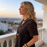 Sonnia - Vestido longa com decote em V e estampado de leopardo para mulher